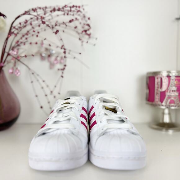 Adidas Superstar Foundation J B23644 White Pink Buzz Sneakers Womens Size 7 - Picture 6 of 16
